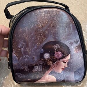 Elegant Black and Purple Women's Mini Backpack NWT!